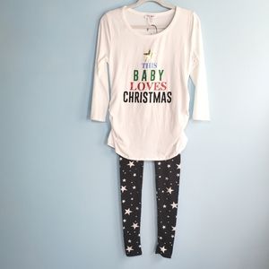 Christmas Maternity Shirt & Pants Medium